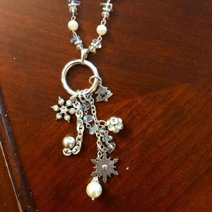 Silver long necklace with adjustable chain